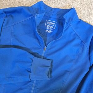 Cherokee Workwear Revolution Tech Blue Front Zip Scrub Jacket Womens Large
